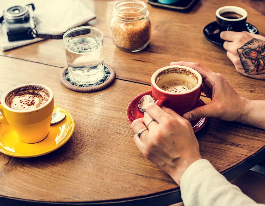 Group at table with coffee